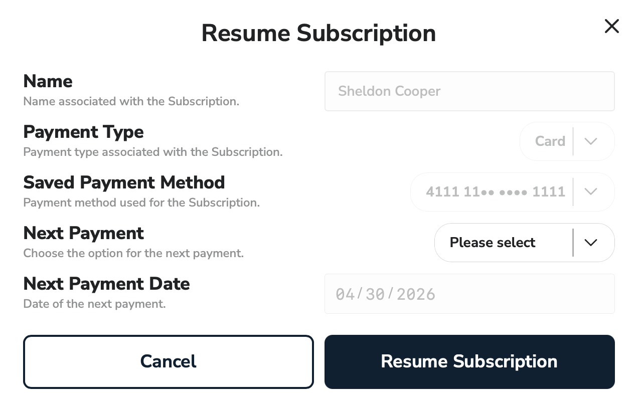 Subscriptions Resume