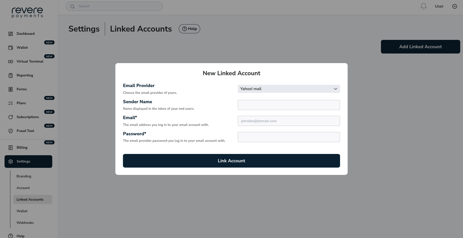 Yahoo Email Provider Linked Account